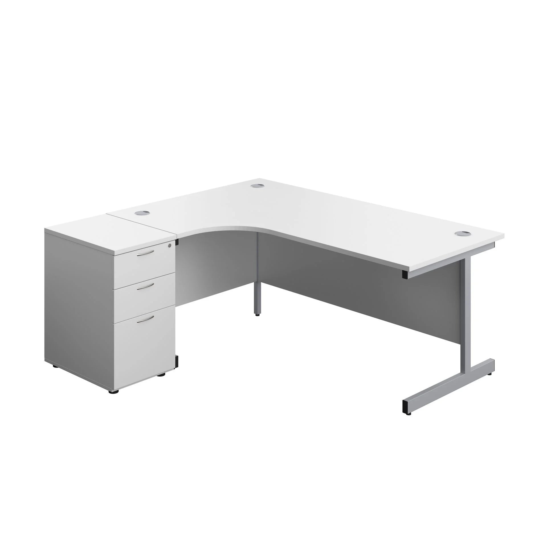 Commerce II Ergonomic Corner Office Desks With Desk High Pedestal